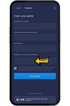 Campo código promocional Rainbet