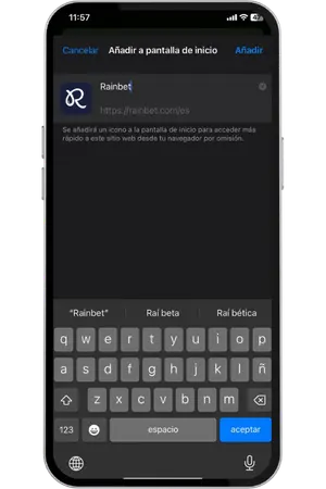 Confirmar acceso Rainbet iOS