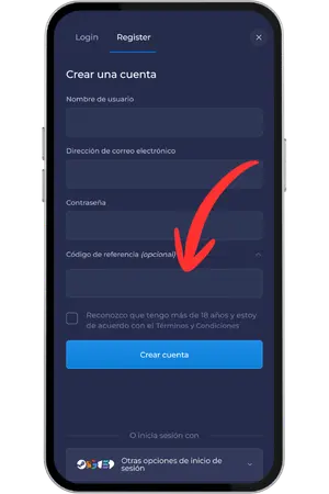 Campo código promocional Rainbet