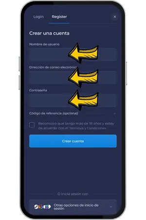 Formulario datos registro Rainbet