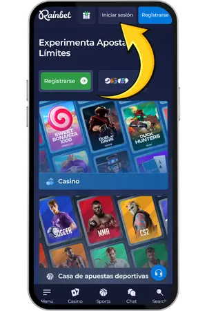 Botón login en Rainbet