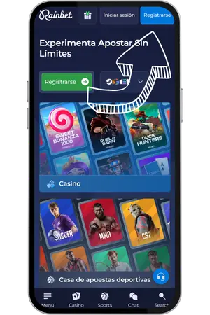 Botón registrarse Rainbet web