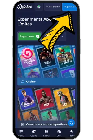 Botón registrarse en Rainbet