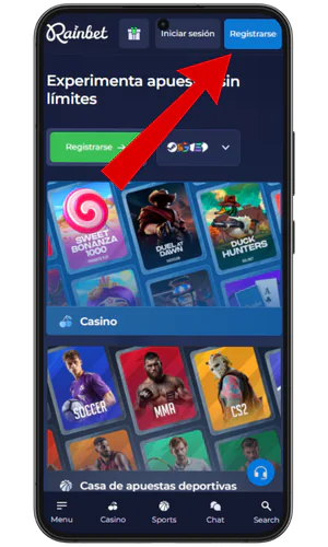 Botón de registro Rainbet